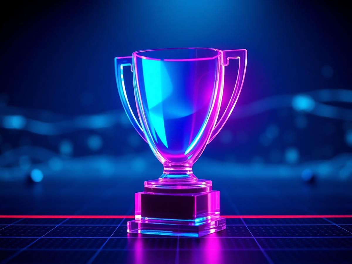 Troféu luminoso representando a premiação